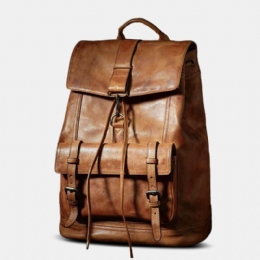 Herr Vintage Multifunktionell Rub Color Fuskpäls Stor Kapacitet Flerfickor Casual Ryggsäckar Handväska