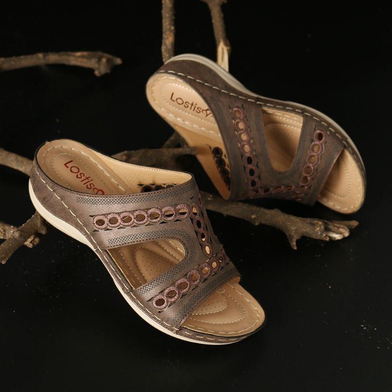 Dambroderi Ihåliga Casual Comfy Wedge Sandaler