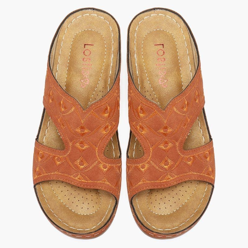 Dambroderi Med Öppen Tå Bekväm Casual Slip On Summer Wedge Sandaler