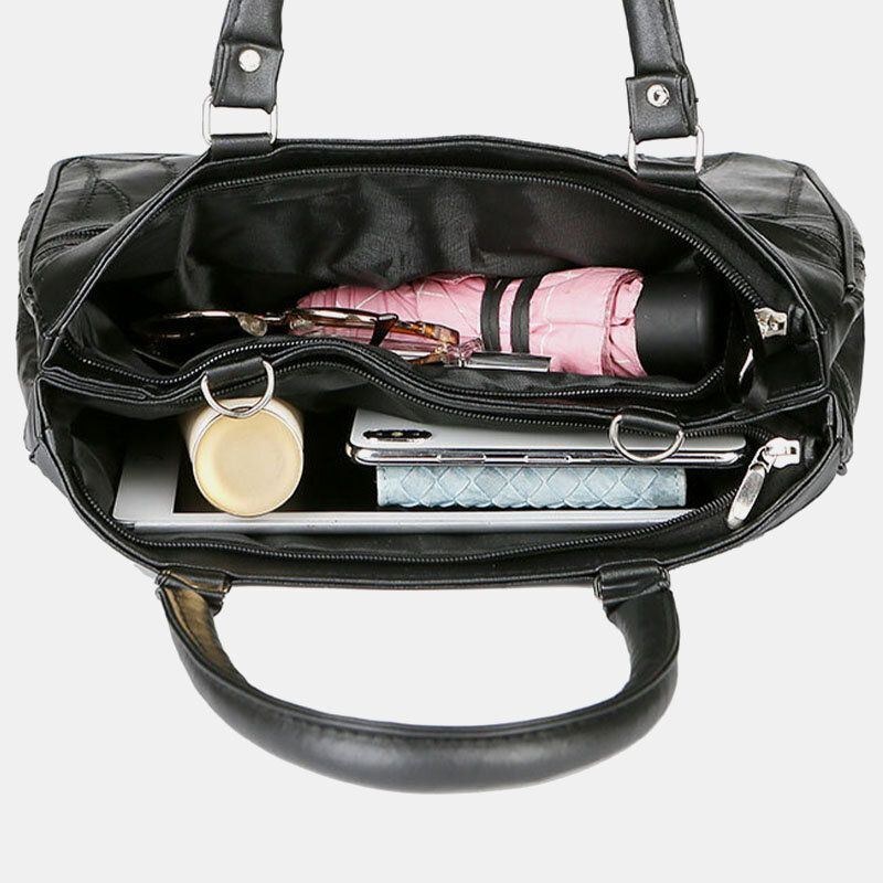 Dam Patchwork Tygväskor I Äkta Läder Handväskor Med Stor Kapacitet Bohemian Vintage Crossbody-väskor