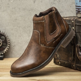 Herr Pure Color Vintage Zipper Casual Chelsea Ankel Boots
