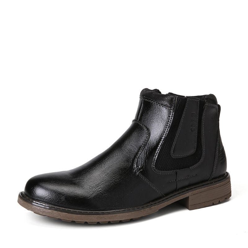 Herr Pure Color Vintage Zipper Casual Chelsea Ankel Boots