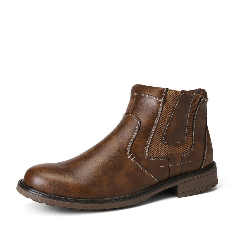 Herr Pure Color Vintage Zipper Casual Chelsea Ankel Boots