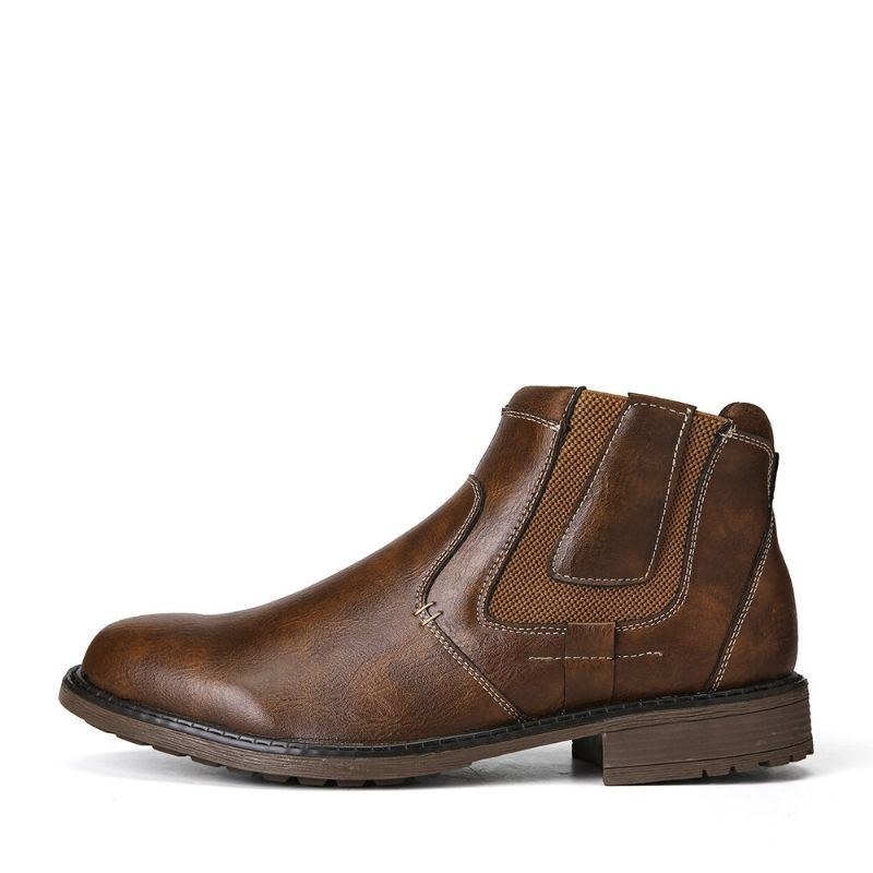 Herr Pure Color Vintage Zipper Casual Chelsea Ankel Boots