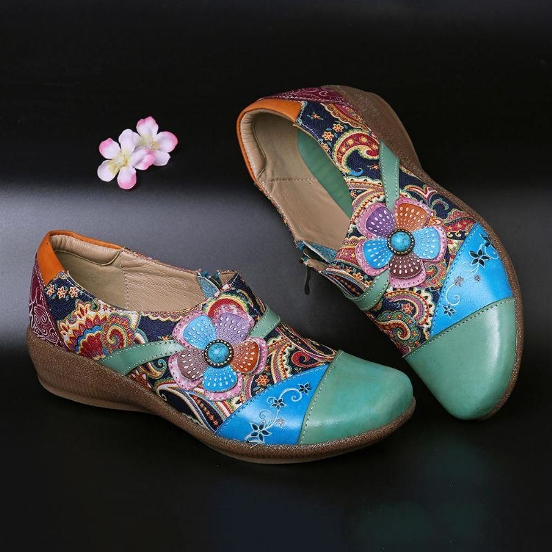 Damer Casual Floral Zipper Pumps
