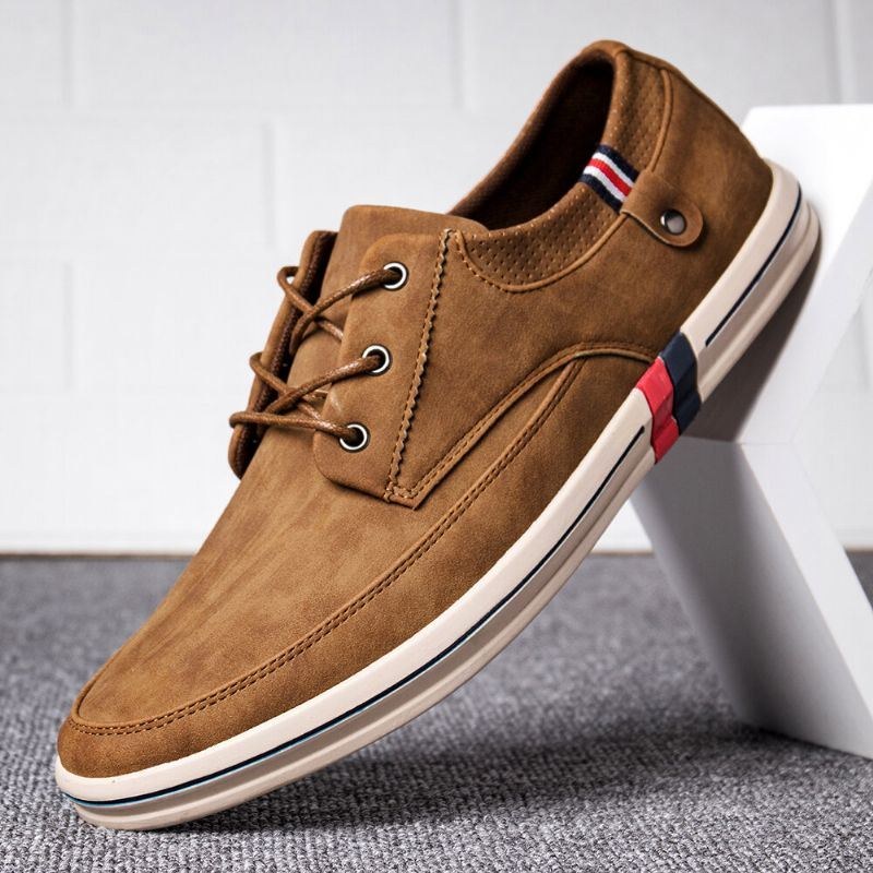 Herr Microfiber Läder Mjuk Walking Sole Casual Loafers