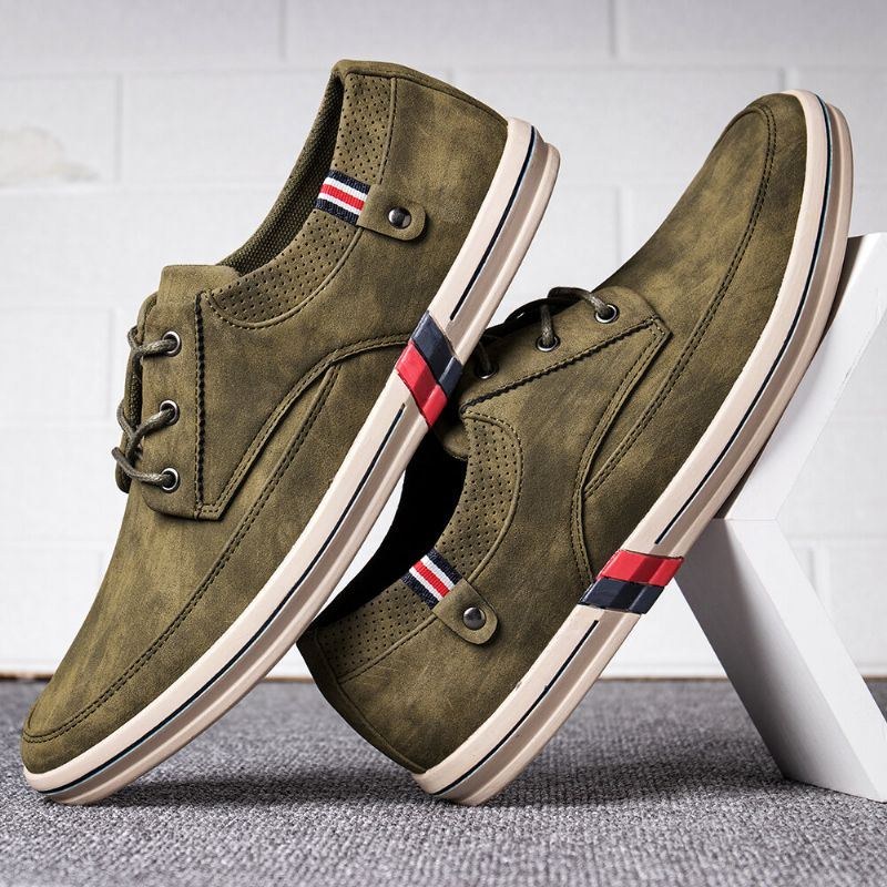 Herr Microfiber Läder Mjuk Walking Sole Casual Loafers