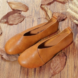 Stor Storlek Pure Color Slip On Vintage Casual Women Flat Loafers