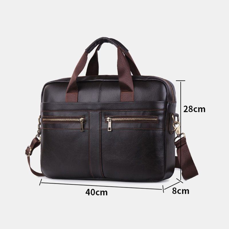 Herr Äkta Läder Multifunktions Retro Handväska Med Stor Kapacitet Cross Body Väska