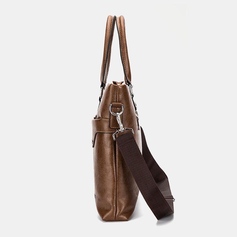 Herr Retro Horisontella Portföljer Messenger Bag Rygg Antistöld Dragkedja Ficka Stor Kapacitet Crossbody-väskor Axelväska Handväska