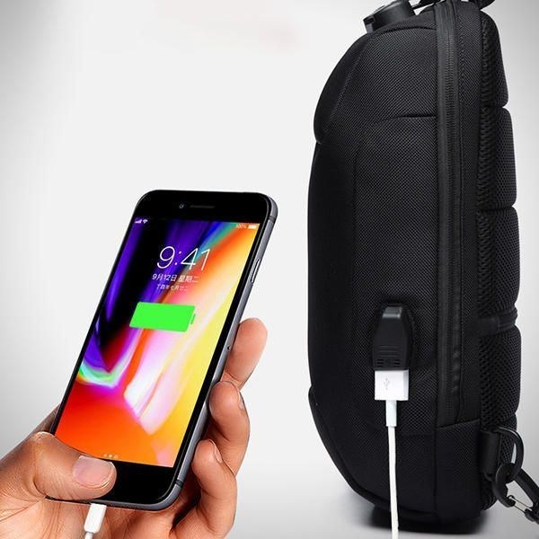 Herr Utomhus Usb Anti-thfet Multifunktionell Vattentät Bröstväska Med Stor Kapacitet