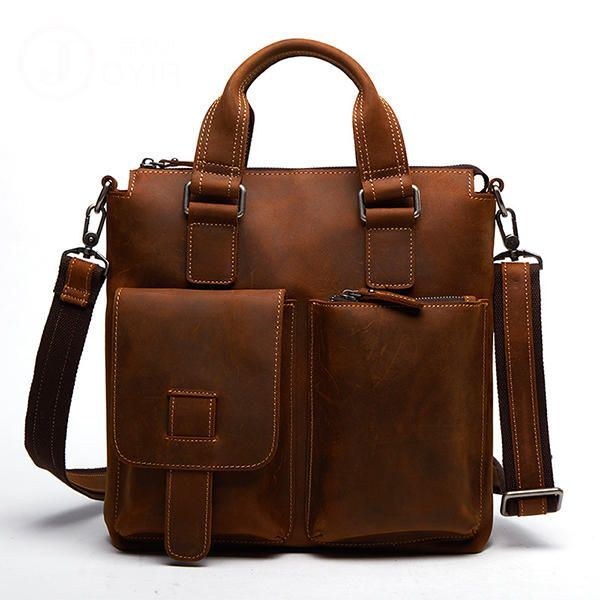 Herr Äkta Läder Retro Handväska Crossbody-väska Casual Business Axelväska Portfölj