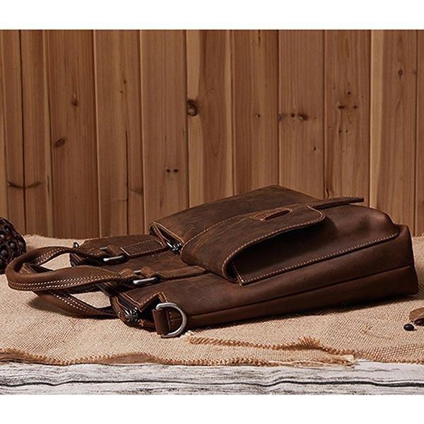 Herr Äkta Läder Retro Handväska Crossbody-väska Casual Business Axelväska Portfölj