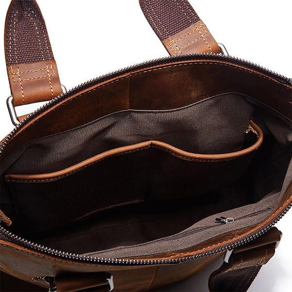 Herr Äkta Läder Retro Handväska Crossbody-väska Casual Business Axelväska Portfölj
