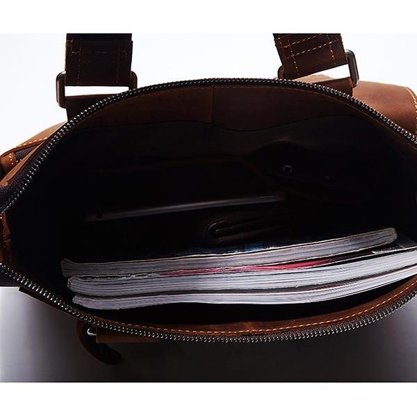 Herr Äkta Läder Retro Handväska Crossbody-väska Casual Business Axelväska Portfölj