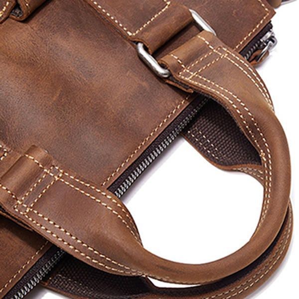 Herr Äkta Läder Retro Handväska Crossbody-väska Casual Business Axelväska Portfölj