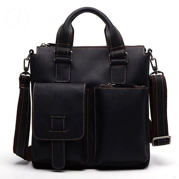 Herr Äkta Läder Retro Handväska Crossbody-väska Casual Business Axelväska Portfölj