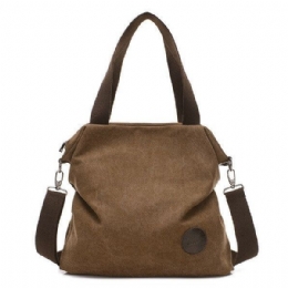 Herr Dam Canvas Axelväskor Vintage Tote Handväskor Kapacitet Shopping Crossbody-väskor