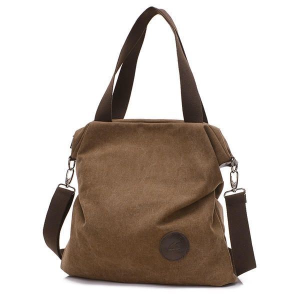 Herr Dam Canvas Axelväskor Vintage Tote Handväskor Kapacitet Shopping Crossbody-väskor