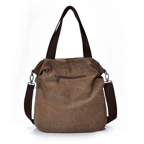 Herr Dam Canvas Axelväskor Vintage Tote Handväskor Kapacitet Shopping Crossbody-väskor