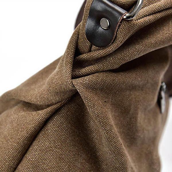 Herr Dam Canvas Axelväskor Vintage Tote Handväskor Kapacitet Shopping Crossbody-väskor