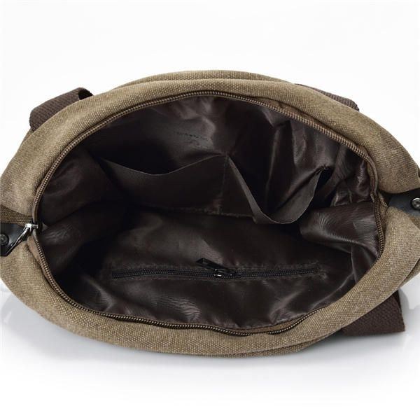 Herr Dam Canvas Axelväskor Vintage Tote Handväskor Kapacitet Shopping Crossbody-väskor