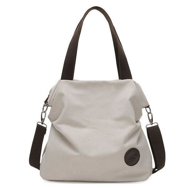 Herr Dam Canvas Axelväskor Vintage Tote Handväskor Kapacitet Shopping Crossbody-väskor