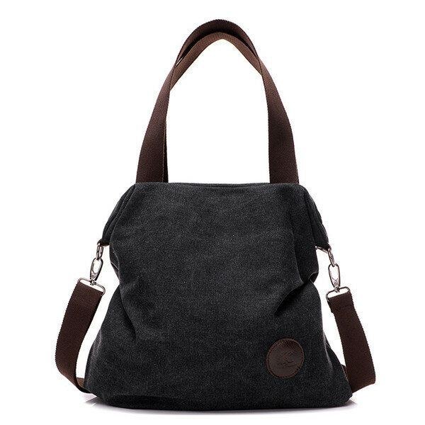 Herr Dam Canvas Axelväskor Vintage Tote Handväskor Kapacitet Shopping Crossbody-väskor
